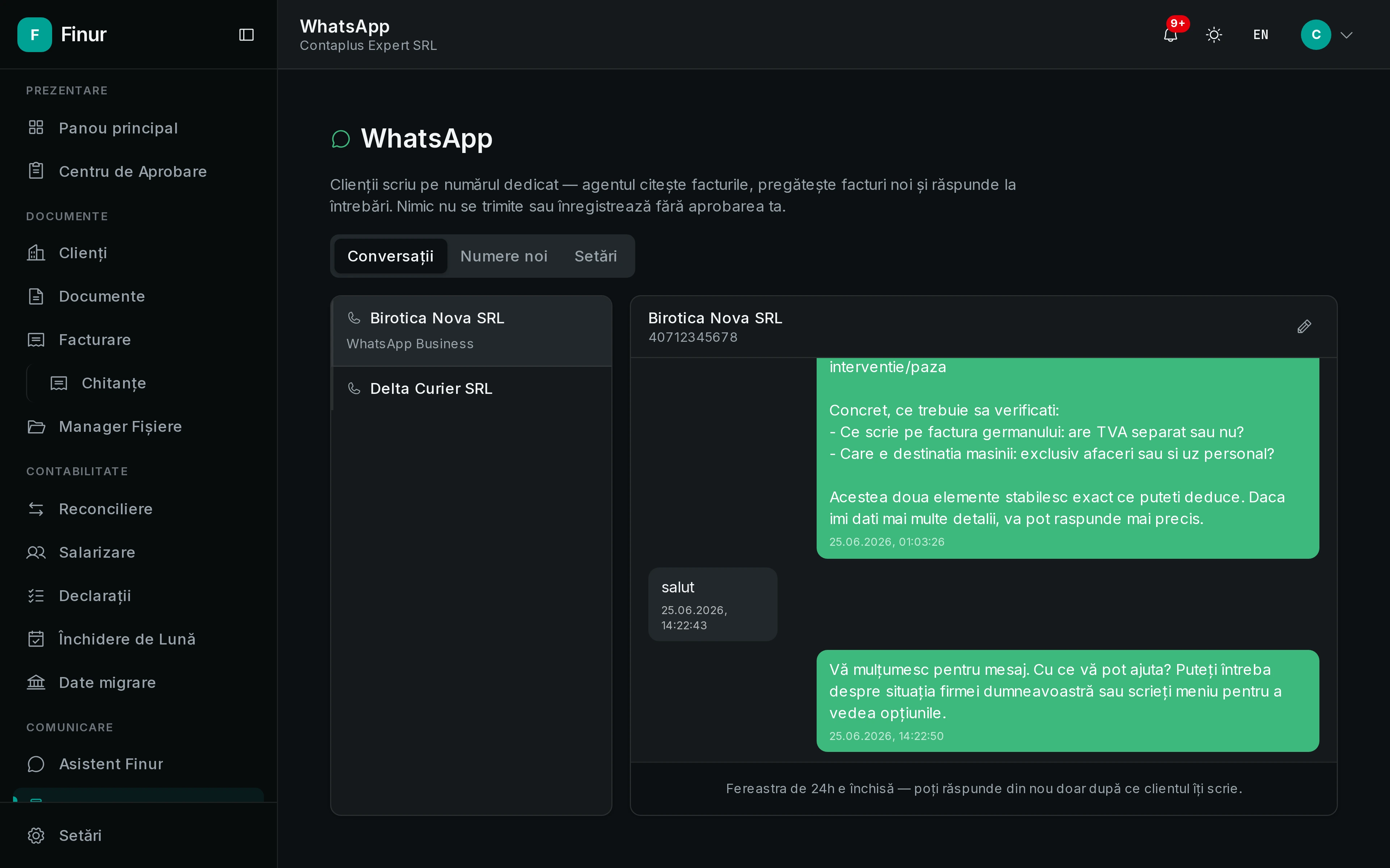 Clienții tăi trimit actele pe WhatsApp, Finur le preia pe loc